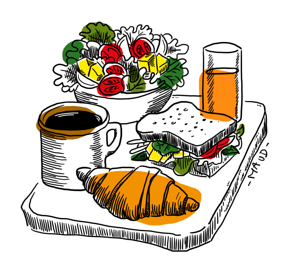 Fanny Havas, test pour une illustration sur le brunch en mer