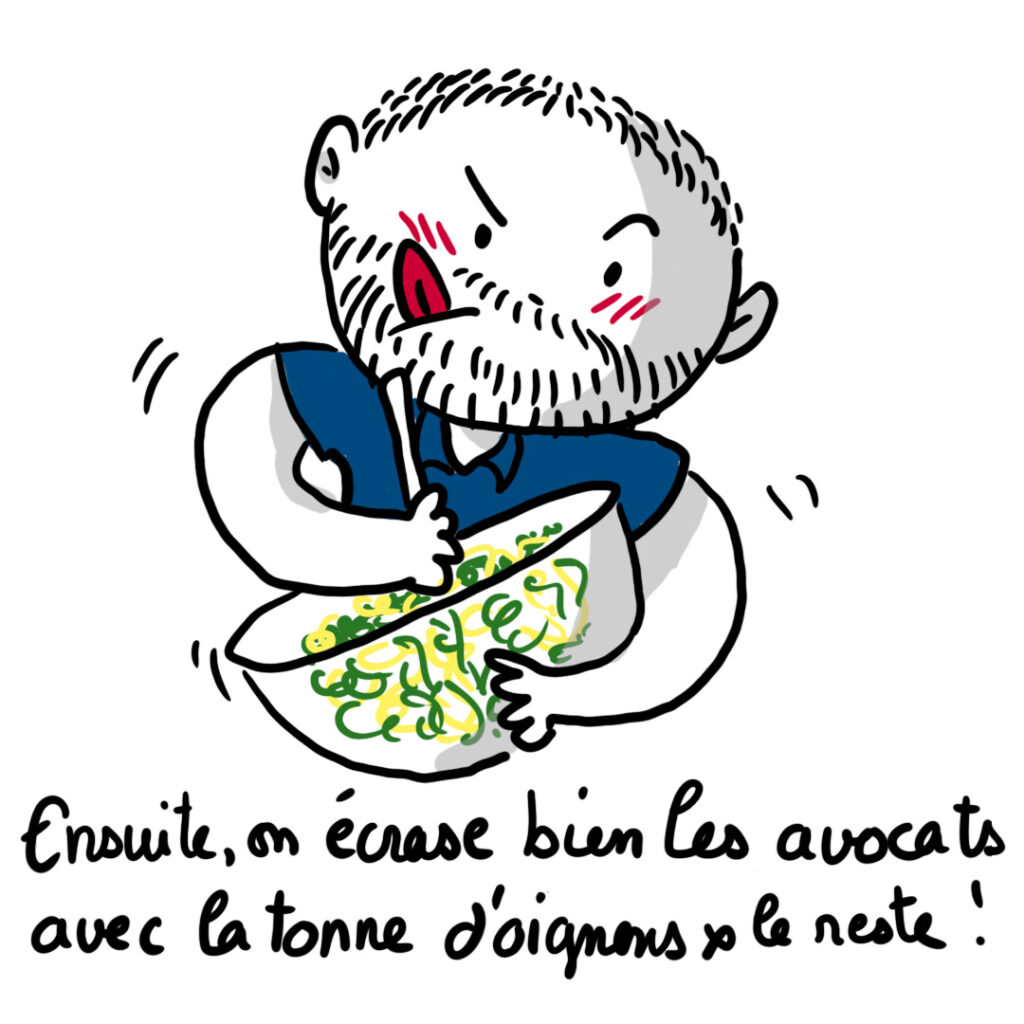 Ensuite, on écrase bien les avocats avec la tonne d'oignons et le reste