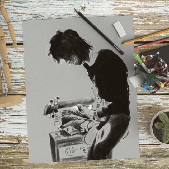 Keith Richards, sfumato à la tablette graphique Keith Richards, sfumato à la tablette graphique