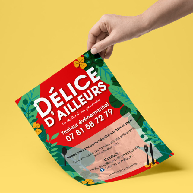 Flyer pour traiteur Delice D'ailleurs