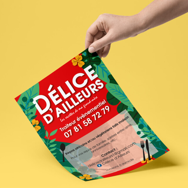 Flyer pour traiteur Delice D'ailleurs