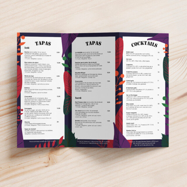 La Barge - Menu intérieur ouvert La Barge - Menu intérieur ouvert